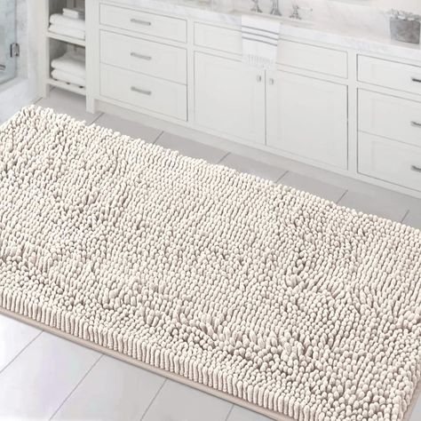 Bathroom Rugs Bath Mats for Bathroom Non Slip Luxury Chenille Bathroom Runner Rug 24x47 Extra Soft and Absorbent Shaggy Rugs Washable Dry Fast Plush Area Carpet Mats for Bath Room, Tub - Ivory Large Bathroom Rug Ideas, Bathroom Runner Rug Ideas, Bathroom Rugs Ideas Master, Large Bathroom Rugs, Home Utensils, Spa Oasis, Bathroom Runner, Bathroom Runner Rug, Rugs Washable