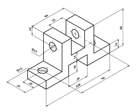 Technical drawing is created to practice in CAD programs. Video tutorial includes, click picture of link to see all steps to create this drawing. You can follow my pins to see more drawings. Isometric Drawing Exercises, Autocad Isometric Drawing, 3d Autocad, Isometric Drawing, Concrete Column, Drawing Exercises, Autocad Drawing, 3d Drawings, Cad Drawing