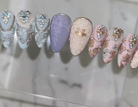 Bridgerton Themed Nails, Bridgerton Nails Design, Regency Nails, Bridgeton Nails, Vivxue Nails, Bridgerton Nails Inspired, Opulent Nails, Bridgerton Nails Ideas, Rococo Nails