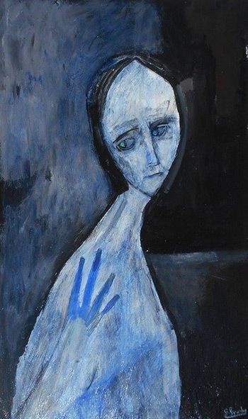 Dark Blue Art Painting, Mental Photos, Mental Painting, Melancholy Wallpaper, Painting Mental Health, Depersonalisation Art, Dark Artist Aesthetic, Blue Melancholy, Melancholy Painting