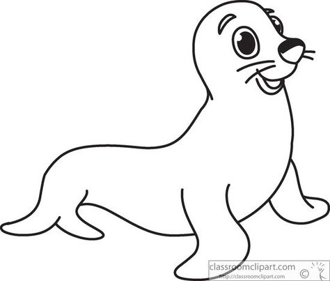 Seal Outline, Seal Cartoon, Black And White Outline, Animal Outline, Classroom Clipart, Clip Art Pictures, Cute Animal Illustration, Easy Drawings For Kids, Contract Agreement