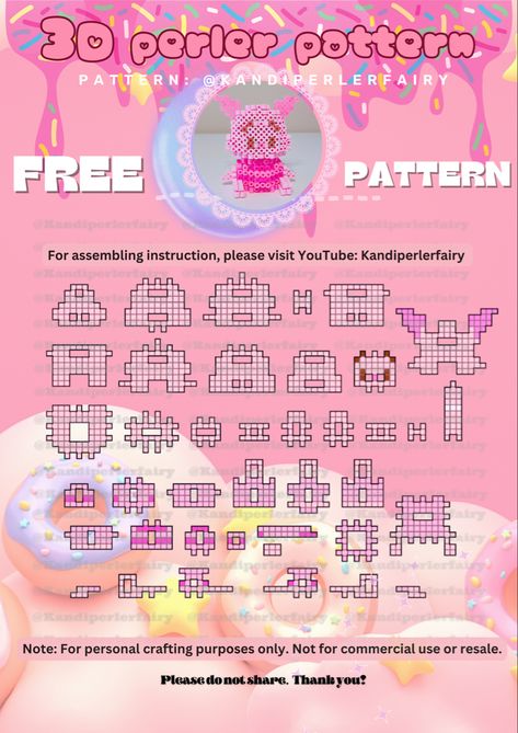 Perler Bead 3d Patterns, 3d Perler Bead Patterns, Perler Pattern, Hama Beads 3d, Melty Bead Patterns, Easy Perler Beads Ideas, 3d Perler Bead, Perler Art, Diy Perler Bead Crafts