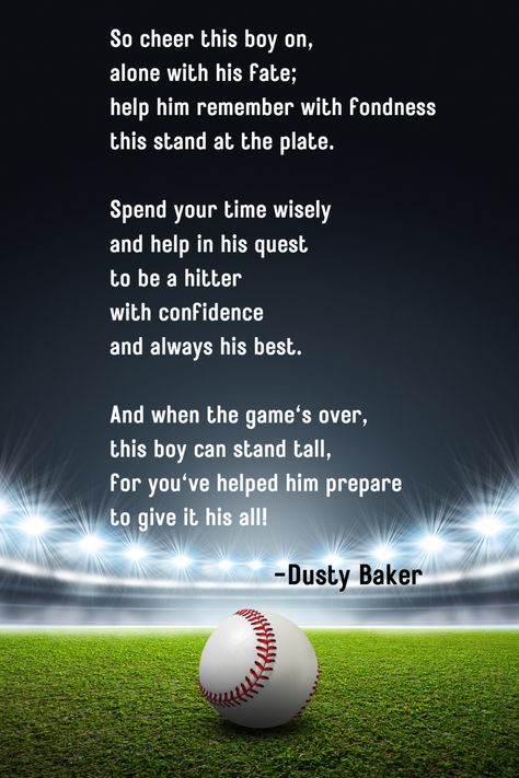 13 Best Baseball Poems For Dugout Chants - aestheticpoems.com Baseball Poems, Sports Poems, Poems For Boys, Casey At The Bat, Kids Poems, Perfect Game, Baseball Season, The Outfield, American Sports