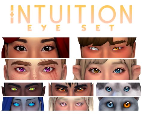 Intuition Eye Set Sims 4 Mods Eyes, Intuition Eye, Cc Face, Vampire Eyes, Mermaid Eyes, Cc Packs, Sims 4 Cc Eyes, Sims 4 Anime, Mermaid Cat