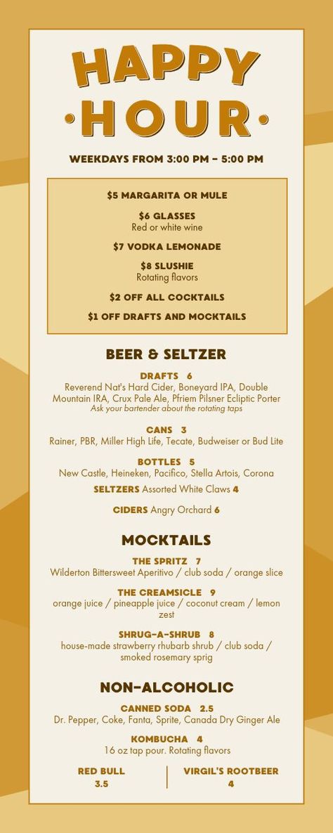 Modern Desert Half Page Happy Hour Menu Happy Hour Menu Ideas, Happy Hour Beer, Desert Color Palette, Happy Hour Bar, Happy Hour Food, Mexican Menu, Happy Hour Menu, Beer Menu, Grilling Menu