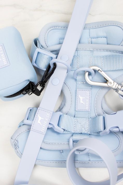 Parker & Co adjustable dog harness in colour sky Collar Aesthetic, Cute Dog Harness, Dog Room Decor, Puppy Room, Dog Accesories, Dog Shock Collar, Harness Dog, Puppy Accessories, Cute Dog Collars