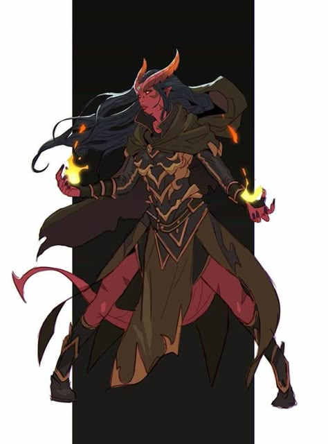 Dnd Sorcerer Tiefling, Dnd Tiefling Character Design, Dragon Sorcerer, Red Tiefling, Tiefling Art, Sorcerer Dnd, When He Comes Back, Playing In The Woods, Tiefling Sorcerer