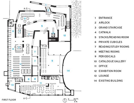 Musashino Art University Museum & Library Library Drawing, University Plan, Library Study Room, Library Plan, Museum Plan, Museum Studies, Exhibition Room, Study Room Design, Sou Fujimoto