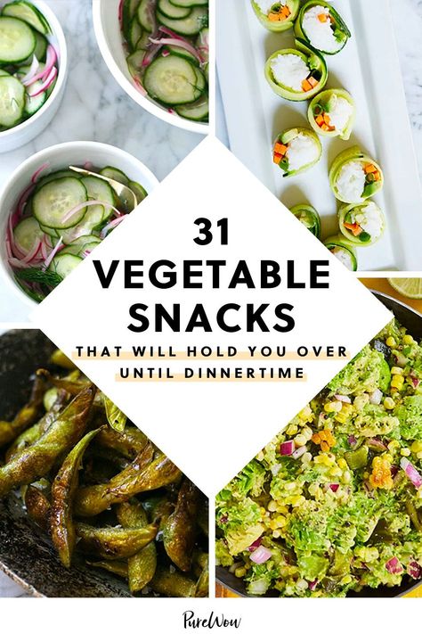 Those few hours between breakfast, lunch and dinner can feel like centuries when you're hungry. Presenting 31 healthy, easy vegetable snacks that will keep you full before your next meal. #vegetable #snack #healthy Vegetables For Snacks, Vegetable Snacks For Work, Fruit And Vegetable Snacks, Vegetable Filled Meals, Vegetable Snacks On The Go, Healthy Snacks Adults, Healthy Snacks With Vegetables, Vegetarian Snack Plate, Ways To Make Veggies Taste Good