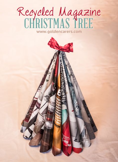 Do your bit to save the planet with this gorgeous recycled Christmas Tree craft activity! Craft Pictures, Recycled Magazine Crafts, Recycled Christmas Decorations, Recycled Christmas Tree, Christmas Tree Craft, Book Christmas Tree, Recycled Christmas, Old Book Crafts, Recycled Magazine