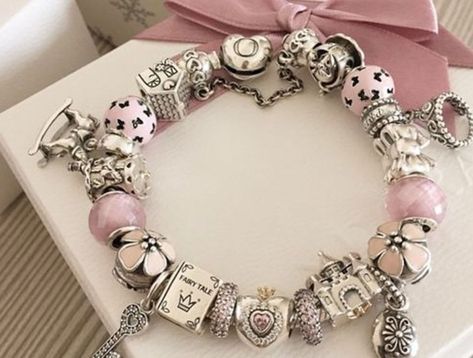 Write Pandora Charm Bracelet On Wrist, Cute Pink Charm Bracelet For Gift, Pandora Bracelet Charms Ideas Pink, Pink Pandora Charm Bracelet, Pandora Bracelet Ideas, Pandora Pjnk And Gold Charm Bracelet, Disney Pandora Bracelet, Pandora Bracelet Charms Ideas, Pandora Bracelet Designs