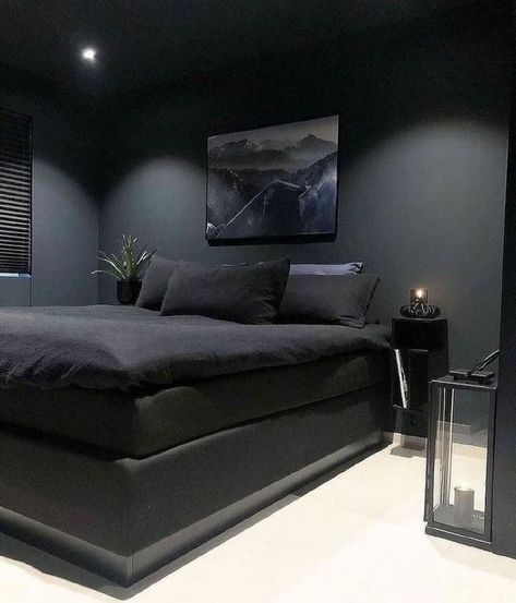 Bedroom Ideas Men, Black And Grey Bedroom, Minecraft Decoration, Black Bedroom Design, Black Bedroom Decor, Loft Interior, Weekend Mood, Dark Bedroom, Sleeping Room