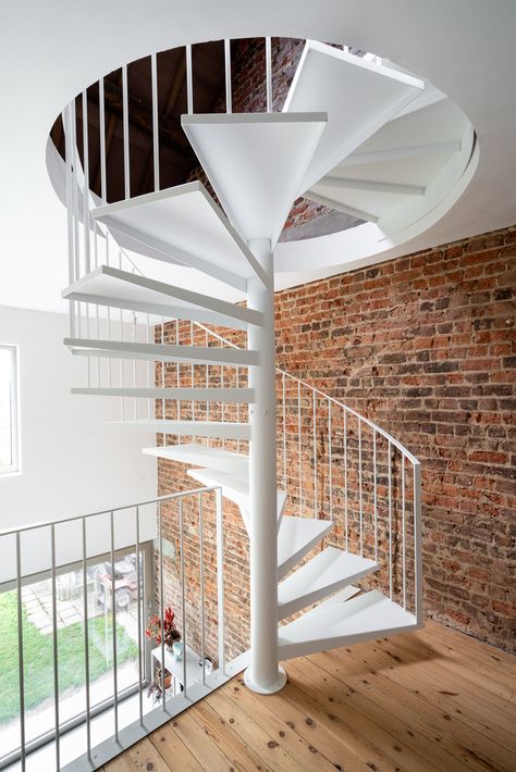 Gallery of Deus Videt Te House and Ceramic Studio / Objekt Architecten - 14 Spiral Staircase, Ceramic Studio, Stairs, Room Divider, Ceramics, Van, Furniture, Home Decor, Home Décor