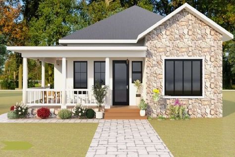 Design Case Mici, Small Farmhouse Plans, Tiny Farmhouse, Tiny House Big Living, Small Bungalow, Beautiful Small Homes, House Flip, House Design Exterior, Small Farmhouse