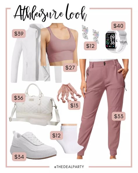 This mauve athleisure outfit is ALL from Amazon and so cute for going into spring. Mauve pants paired with a trendy mauve sports bra and white accents makes for the perfect look. Wear to the gym or out running errands. Whatever the case, you're sure to look cute in this girly athleisure! Girly Athleisure, Gym Pants Outfit, Mauve Pants, Women Chunky Sneakers, Athleisure Outfit, Gym Pants, Athleisure Outfits, Mauve Color, Chunky Sneakers