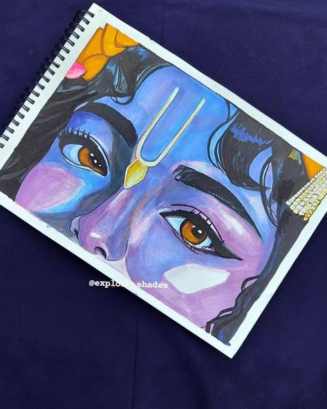 God Krishna Painting, Krishna Shading Drawing, Aesthetic Krishna Painting, Alcohol Marker Painting, Krishna Canvas Painting, Alcohol Marker Drawings, Alcohol Markers Art, Easy Mandala Drawing, Peace Illustration