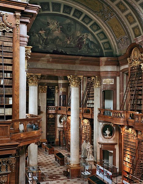 Austrian National Library | Vienna Dream Library, Beautiful Library, Home Libraries, Home Library, Book Nooks, Beautiful Architecture, Future House, Vienna, Bookshelves