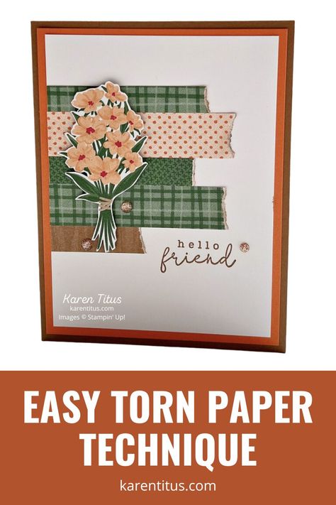 Ever looked at your scrap pile and felt a bit of crafters’ guilt? This torn paper technique is perfect for using up those smaller pieces of patterned paper. You can create scrappy strip cards that look intentionally artistic and completely one-of-a-kind. Click on the link for the tutorial.   Card Craft // Card Ideas // Card Making // Card Design // Handmade Cards // Cards Handmade // Card Crafting // Scrap Cards Scrap Strip Cards, Cards From Scraps Ideas, Scrap Paper Card Ideas, Cards With Scraps, Cards Using Scraps, Card Making Ideas For Beginners, Shutter Cards, Card Making Stencils, Strip Cards