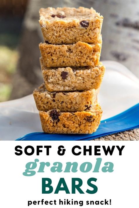 These soft and chewy granola bars are a great hiking snack. We'll show you how to make your own, which can be endlessly customized with your favorite mix-ins. If you love having bars in your day pack and want to save some money and create less packaging waste, this homemade granola bars recipe is for you! Homemade Granola Bar Recipe, Camp Meals, Camping Meal Planning, Bars Healthy, Best Camping Meals, Healthy Snacks To Buy, Healthy Granola Bars, Hiking Snacks, Chewy Granola Bars