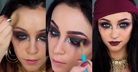 Maquillaje de Pirata en 12 sencillos pasos | MAQUILLAJEDE.ORG Pirate Makeup Women, Pirate Makeup, Pirate Hair, Cute Group Halloween Costumes, Pirate Halloween Costumes, Easy Diy Halloween Decorations, Diy Costumes Women, Pirate Halloween, Halloween Party Outfits