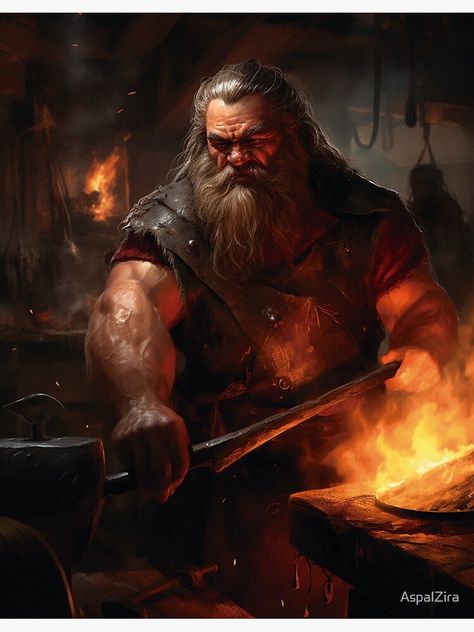 Blacksmith God Fantasy Art, Goliath Blacksmith, Blacksmith Forge Fantasy Art, Dwarven Blacksmith Art, Dwarven Army Art, Blacksmith Shop, Fantasy Artwork, Blacksmithing, Art Shop