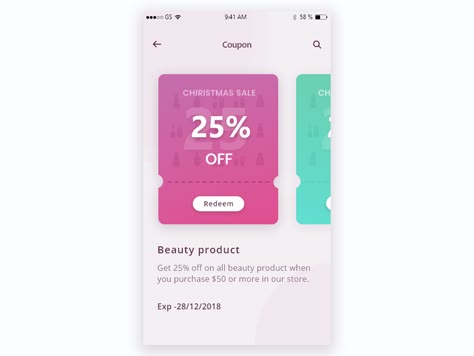 Coupon UI design by Chloe Wu Coupon Card Design, Coupon App, Website Popup, Best Coupon Sites, Web Design User Interface, Digital Coupon, Mobile Coupon, Ux App Design, Card Ui