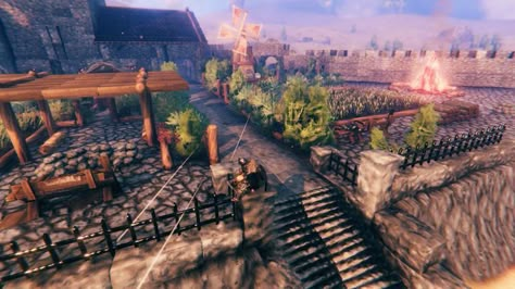 Plains garden Valheim Plains Base, Valheim Garden, Valheim Farm, Ark Survival Evolved Tips, Valheim Builds, Ark Survival Evolved, Farm Gardens, Reference Images, Chicken Coop