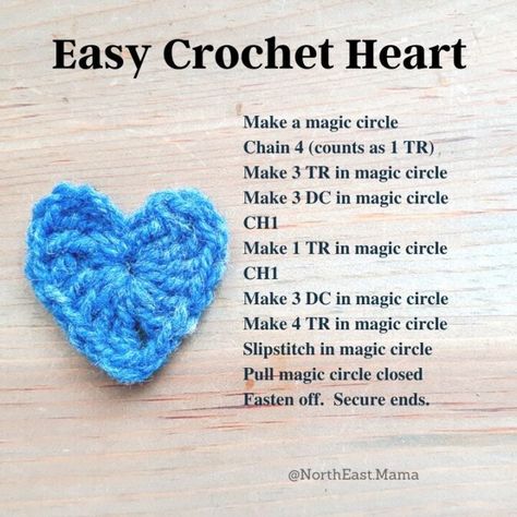 Easy Crochet Heart, Free Heart Crochet Pattern, Crochet Heart Pattern, Valentines Crochet, Haken Baby, Crochet Bookmarks, Crochet Stitches For Beginners, Crochet Instructions, Crochet Heart