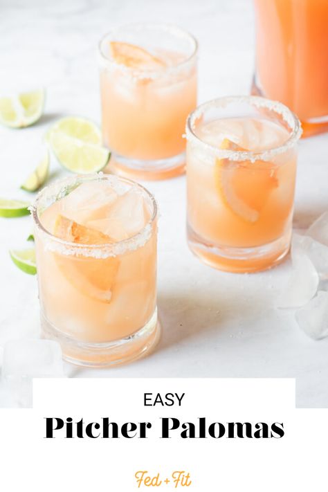 Paleo Cocktails, Paloma Drink, Healthy Recipes Meal Prep, Recipes Meal Prep, Paloma Recipe, Pitcher Cocktails, Fed And Fit, Paloma Cocktail, Batch Cocktails