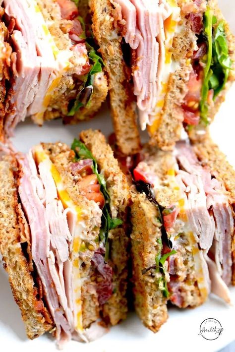 Sandwich Turkey, Club Sandwich Recipes, Club Sandwiches, Best Sandwich Recipes, Turkey Ham, Sandwich Ideas, Club Sandwich, Sandwiches And Wraps, Delicious Sandwiches