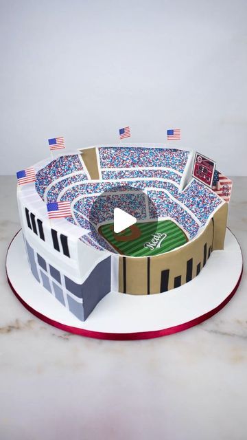 Melissa Alt Cakes on Instagram: "The perfect Gameday cake! ⚾️ . . . .  #cake #isitcake #MLB #baseball #stadium #sports #baseballcake #cincinnatireds #reds #Ohio #sportscake #stadiumcake #art #sculptedcake #realisticcake #customcake #nyc #melissaaltcakes" Mlb Cake Ideas, Washington Commanders Cake, Baseball Stadium Cake, Football And Baseball Cake, Baseball Cakes For Boys Birthdays, Baseball Field Cake, Stadium Cake, Kauffman Stadium, Baseball Cake