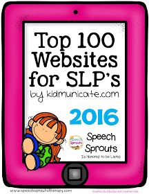 TOP 100 websites for SLPS 2016 - Speech Sprouts is honored to be chosen Preschool Slp, Speech Therapy Apps, Early Intervention Speech Therapy, Slp Materials, Speech Articulation, School Speech Therapy, Speech Language Activities, Slp Activities, Slp Ideas