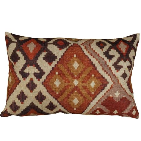 Linen Printed Kilim Ikat XL Rectangular Cushion. 23x15" XL. Terracotta Orange.  | eBay Terracotta Living Room, Copper Pillow, Earthy Terracotta, Kilim Design, Rectangular Cushion, Hotel Room Design, Turkish Style, Living Room Accessories, Linen Cloth