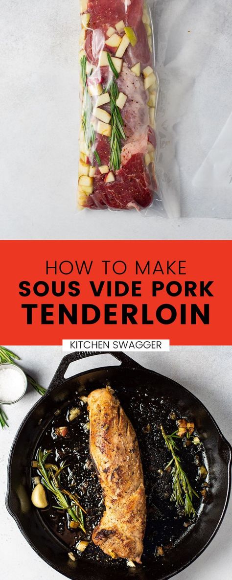 Sous vide is a hassle-free and hands-off way to prepare pork tenderloin for 3-4 people. Cooking sous vide pork gives you a tender and juicy pork that's cooked to your desired internal temperature. Use my recommended seasoning blend, or choose your own. You can even make this recipe if you don't have a vacuum sealer. Pork Tenderloin Sous Vide, Sous Vide Pork Loin, Sous Vide Pork Tenderloin, Tender Pork Tenderloin, People Cooking, Sous Vide Pork, Apple Pork Tenderloin, Juicy Pork Tenderloin, Pork Tenderloin Recipe