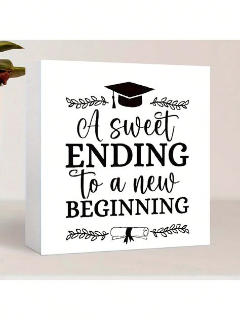 A Sweet Ending To A New Beginning Graduation Gift For Friends, Daughter And Son. (10x10cm/3.96x3.96in Blank Backboard For Writing Blessing)I discovered amazing products on SHEIN.com, come check them out! Graduation Wallpaper, Graduation Gifts For Friends, Daughter And Son, Graduation Design, Graduation Quotes, A New Beginning, New Beginning, Amazing Products, New Beginnings