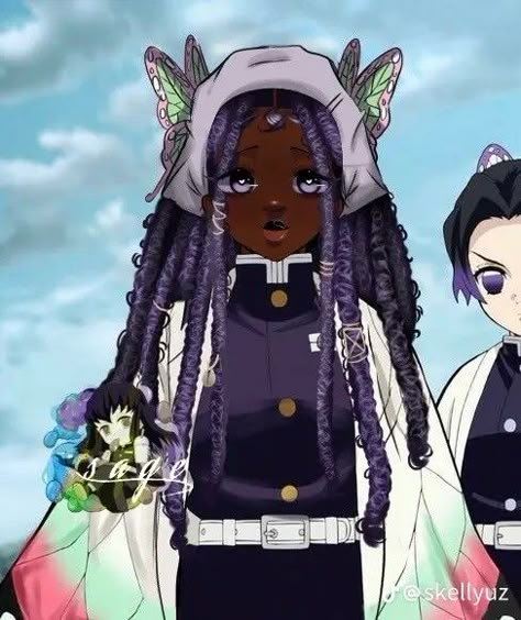 Blacktober Anime, Black Kny Oc, Demon Slayer Black Oc, Black Demon Slayer Oc, Black Anime Edits, Blasian Edit, Black Demon Slayer, Blasian Anime, Blasian Edits