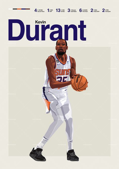 Kevin Durant poster featuring a mid century modern design style. The high-quality print showcases a beautiful digital drawing of Kevin Durant. Perfect for any Phoenix Suns fan looking to add some flair to their living space. Kevin Durant Wallpapers Iphone, Kevin Durant Drawing, Ronaldinho Wallpapers, Sport Drawing, Kevin Durant Art, Nba Wallpapers Stephen Curry, Kevin Durant Warriors, Basketball Decor, Kevin Durant Wallpapers