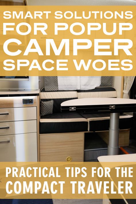 Tired of feeling cramped in your popup camper? Uncover our practical solutions that go beyond the traditional norms. From foldable furniture to strategic storage placement, these tips will turn your limited space into a spacious retreat. Camping Solo, Efficient Packing, Camper Hacks, Foldable Furniture, Camping Inspiration, Popup Camper, Versatile Furniture, Pop Up Camper, Vertical Storage