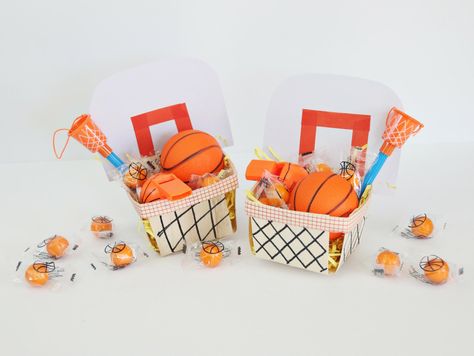 DIY Basketball Easter Basket Basketball Easter Basket, Practical Party Favors, Wedding Gathering, Basketball Party Favors, Diy Basketball, Team Snacks, Basketball Decorations, Personalized Easter Basket, Lamb Decorations