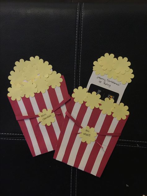 Popcorn gift card holder Popcorn Theme, 25th Bday, Popcorn Gift, Bday Gift, Gift Inspo, Pajama Party, Gift Card Holder, Popcorn, Office Space