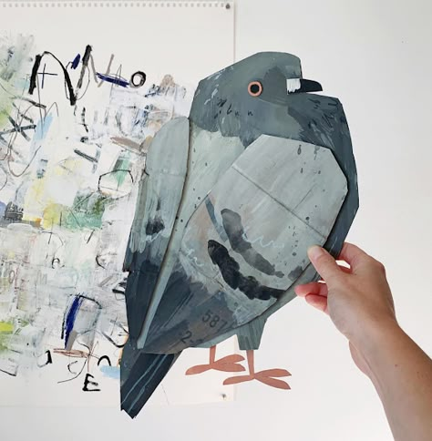 the art room plant: Cheryl Cochran Pigeon Art Cardboard, Cardboard Pigeon, Cardboard Sculpture, Upcycled Art, Cardboard Art, Recycled Art, In The Studio, Paper Collage, Art And Illustration