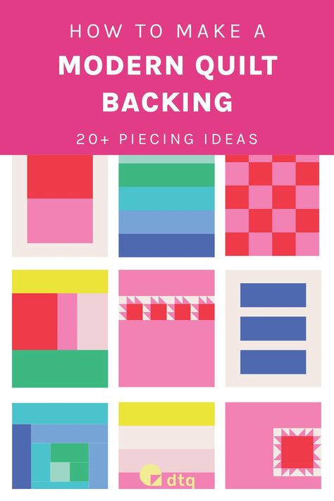 Are you looking for new and innovative for piecing you backing? Dive into our collection of 20+ modern quilt backing ideas and learn how to piece backing to look modern. Discover different methods of piecing quilt backing - from one or two fabrics, improv scrap quilt backing, ombre quilt backing, checkerboard or large rectangles quilt backing, and many more modern quilt backing ideas! Back Of Quilts Ideas, Large Piece Quilt Patterns, Piecing A Quilt Back, Pieced Quilt Backings, How To Back A Quilt, Ideas For Quilt Backs, Scrappy Quilt Backs, Rectangle Quilt Blocks, Quilt Backing Ideas Simple