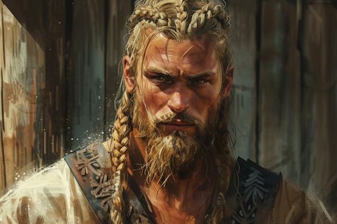 Male Eivor Fanart, Viking Spearman, Viking Fanart, Viking Character Art, Viking Character Design Male, Pirate Character Art, Vikings Aesthetic, Viking Warrior Men, Viking People