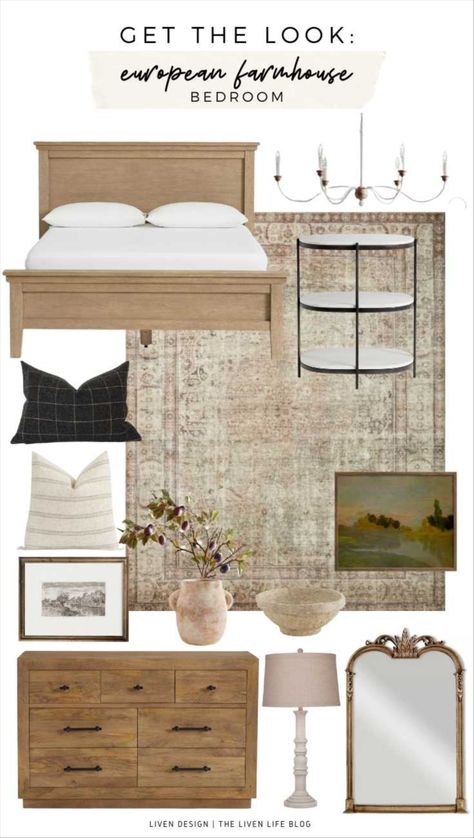 Farmhouse Bed curated on LTK European Style Rooms Bedrooms, European Farmhouse Style Bedroom, European Farmhouse Bedroom Decor, Modern European Farmhouse Bedroom, French Interior Design Parisian Style Master Bedrooms, European Farmhouse Master Bed, Parisian Farmhouse Bedroom, Bedroom European Style, French Mediterranean Bedroom