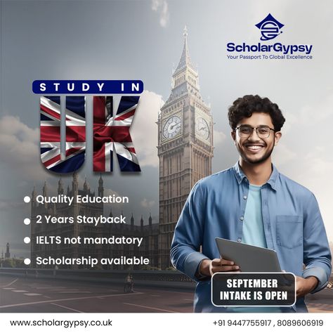 🌍✈️ Explore, Learn, Grow! 🎓Dive into the adventure of a lifetime with our Study Abroad Program in the UK! From world-class education to cultural immersion, discover why studying in the UK is the ultimate experience. Expand your horizons and make memories that will last a lifetime. Join us on this incredible journey! Get more details.. contact us : +91 9447755917, +91 8089606919 website : www.scholargypsy.co.uk #StudyAbroad #UK #Education #Adventure #studentvisa #careerconsultants #study... Study In Uk, Uk Education, Make Memories, Social Media Design Graphics, Design Graphics, Study Abroad, Media Design, Food Design, Social Media Design