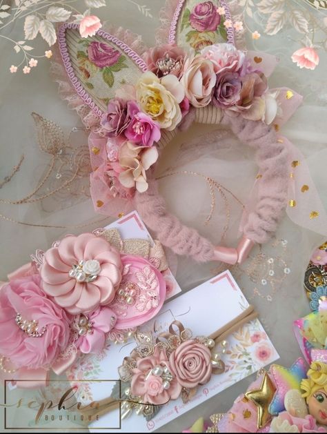 Straw Hat Crafts, Fabric Flower Headbands, Baby Flower Headbands, Pretty Headbands, Diy Hair Accessories Ribbon, Baby Crown, Easter Wreath Diy, Headpiece Diy, Girls Lace Dress