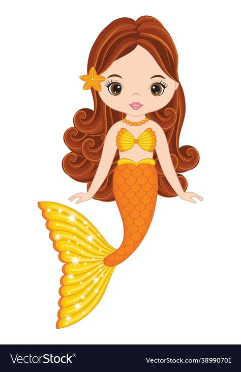 Cute mermaid with orange fishtail and long hair vector image African American Mermaid, Orange Mermaid, Mermaid Vector, Baby Scrapbook Album, Mermaid Theme Birthday Party, Hair Vector, Mermaid Clipart, Mermaid Wallpapers, Pumpkin Vector