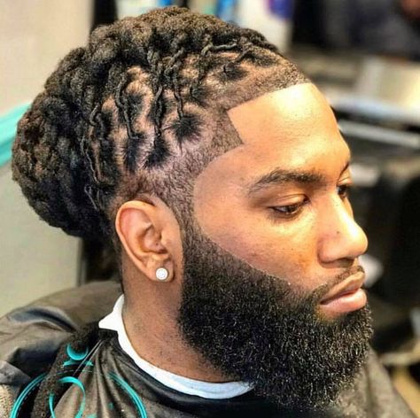 Loc Styles Mohawk, Swoop Pony, Dread Braids Men, Male Locs, Men Loc Styles, Mens Dreadlock Styles, Black Haircut Styles, Men With Locs, Hair Twists Black