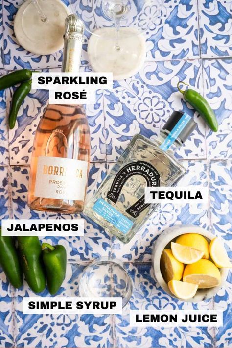 This spicy and refreshing spritz combines sparkling rosé, jalapenos, simple syrup, and lemon juice to make a Spicy Jalapeno Lone Ranger cocktail. This is the perfect spicy summer spritz for tequila and rosé lovers! Lone Ranger Cocktail, Spicy Rose, Summer Spritz, I Need A Drink, Lone Ranger, Refreshing Cocktails, Drink Me, Simple Syrup, Mocktails