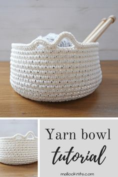 Crochet Yarn Bowl, Bowl Pattern, Crochet Basket Pattern Free, Crochet Bowl, Crochet Storage, Diy Yarn, Crochet Basket Pattern, Crochet Home Decor, Tutorial Crochet